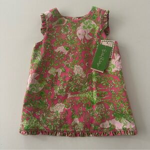 Lilly Pulitzer 18-24 Mo Baby Dress Shift Ruffles Hotty Pink The Gangs All Here